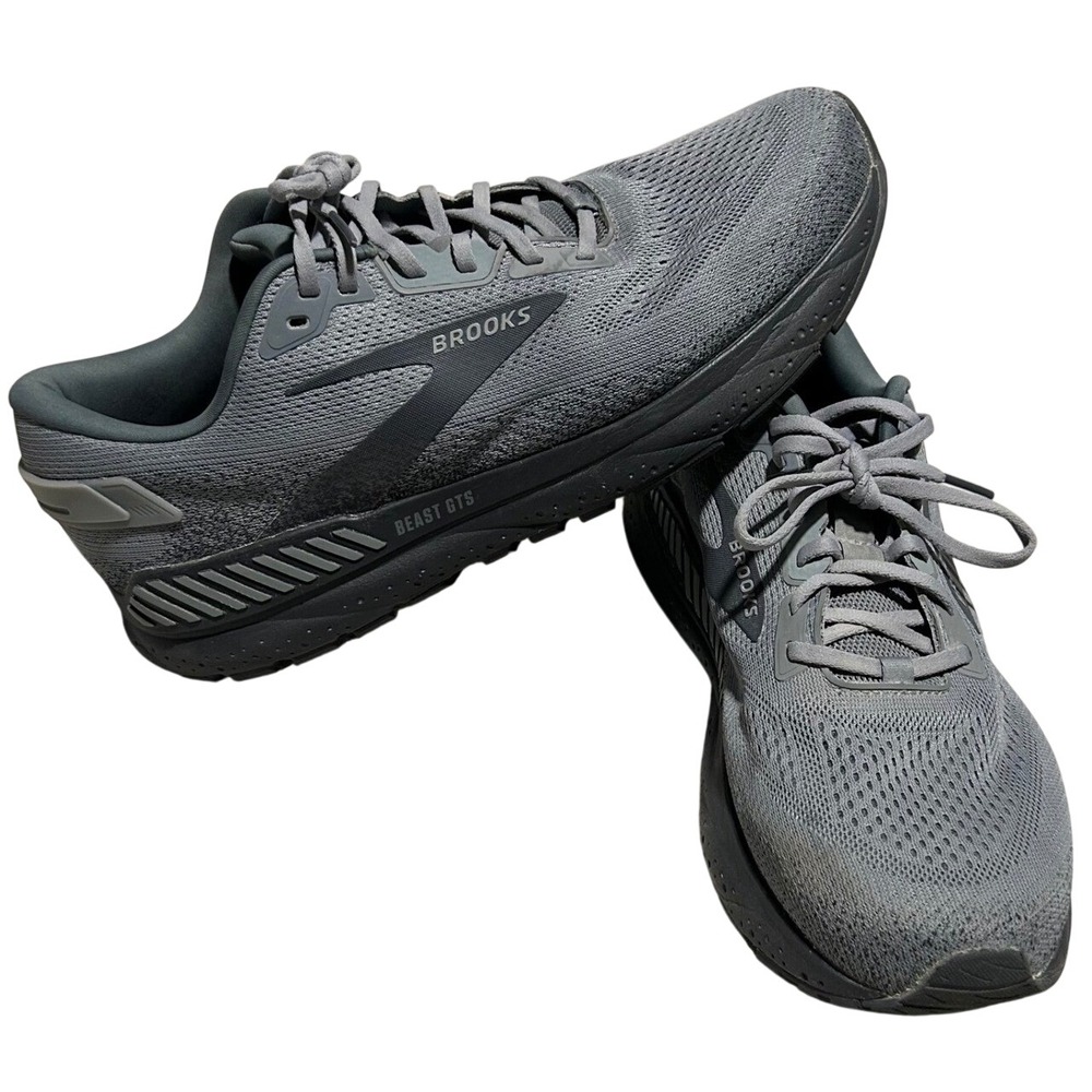 Brooks Beast GTS Running Shoes Men 12.5 Grey Mesh Athletic Sneakers 1104251D069